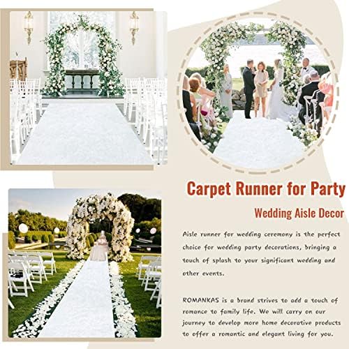 White Aisle Runner for Wedding Ceremony 4x15 Ft Velvet Runner
