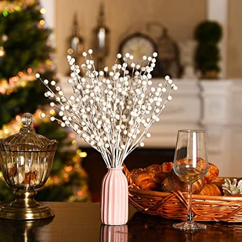 Tatuo 20 Piece Artificial Holly Berry Stem Set