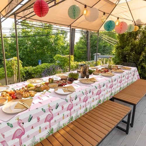 3 Pack Flamingo Tablecloths for Summer Party Decorations