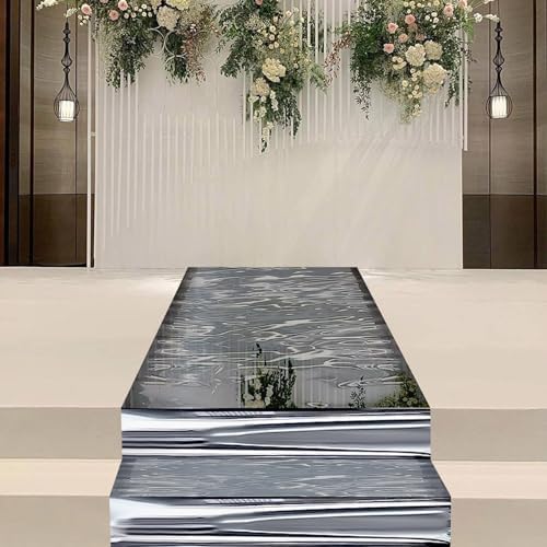 Silver Mirrored Wedding Aisle Runner Carpet 65x3ft