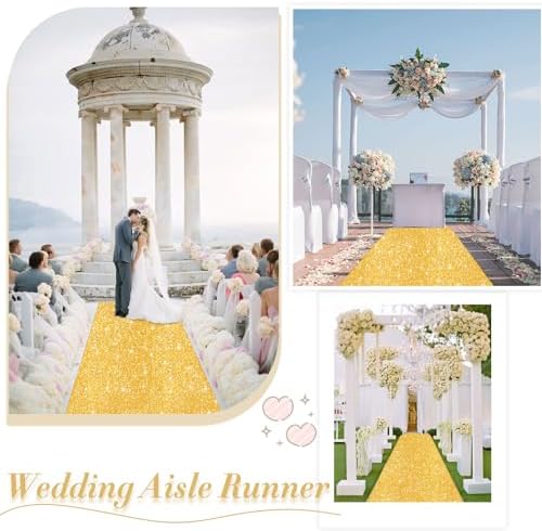 Gold Aisle Runner for Wedding Ceremony 4FTx15FT Sparkle Carpet Runner