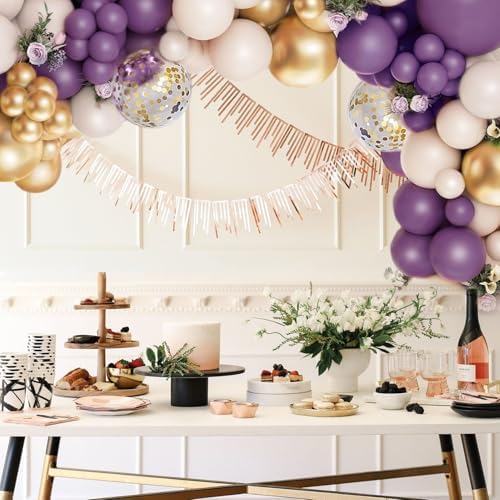 127pcs Purple Gold White Balloon Arch Kit for Decorations