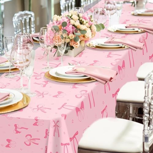 3PCS Bow Themed Tablecloths for Spring Summer Parties