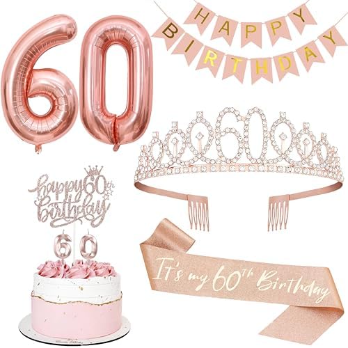 60th Birthday Decor Set Rose Gold