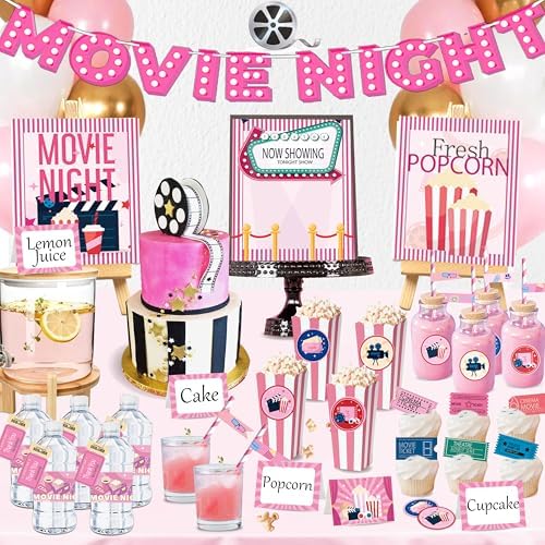 Party Supplies Pink Movie Night Decorations Set
