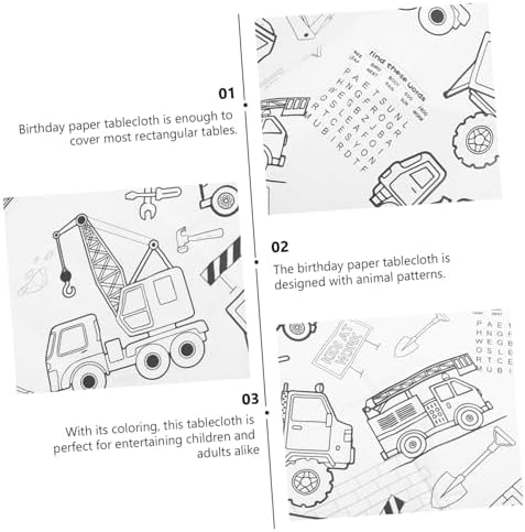 Uonlytech Birthday Coloring Tablecloth for Kids Parties