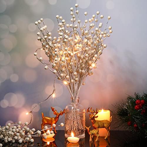 Tatuo 20 Piece Artificial Holly Berry Stem Set