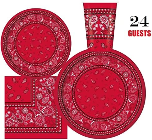 Oojami Serves 24 Red Bandana Party Set