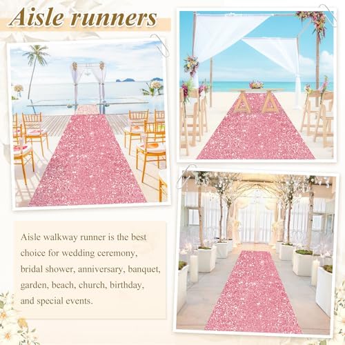 Pink Sequin Aisle Runner 4x25FT Wedding Carpet Runner