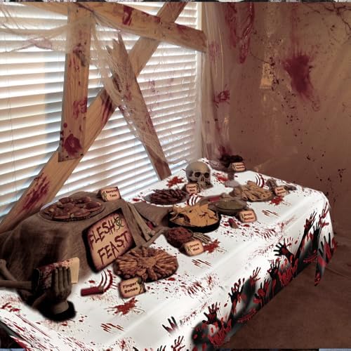 Halloween Plastic Tablecloth 2PCS 108x54In for Horror Party