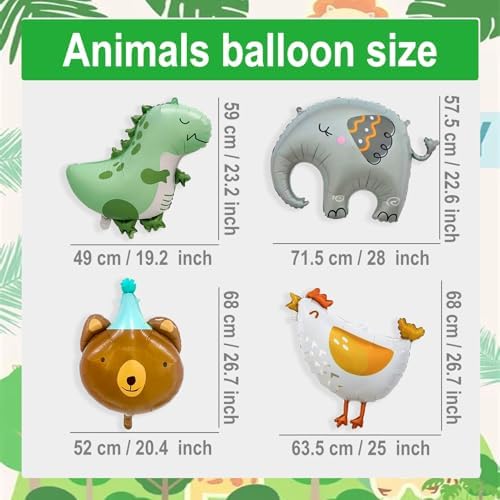 Cute Animal Birthday Balloon Set 17pcs Foil Balloons