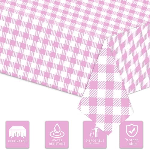 3 Pack Purple Gingham Tablecloths for Events