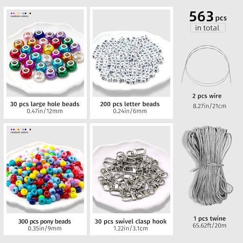 AOUXSEEM DIY Beaded Keychain Kit with Letters and Swivel Clasp