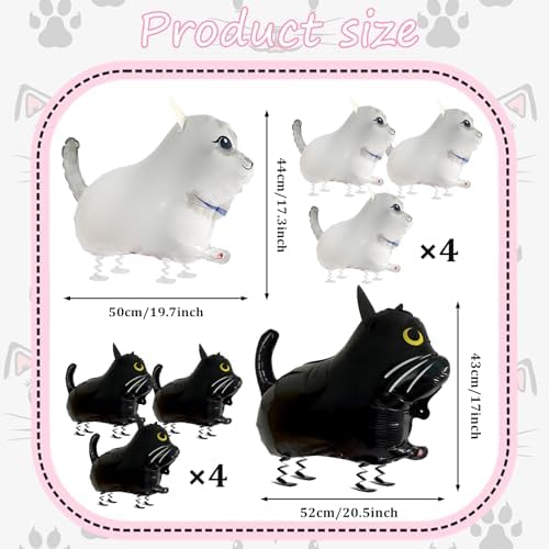 8PCS Walking Cat Balloons for Party Decorations