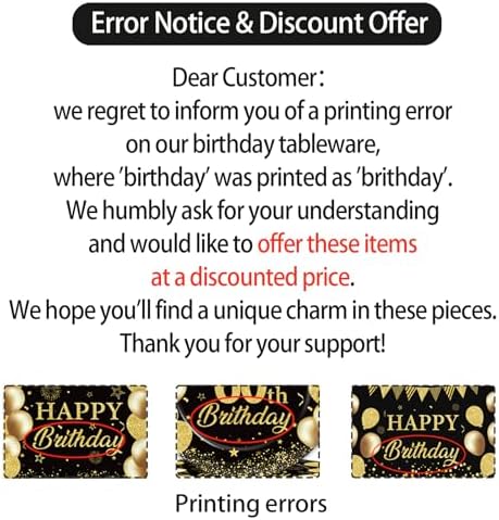 50th Birthday Party Supplies Black Gold Set