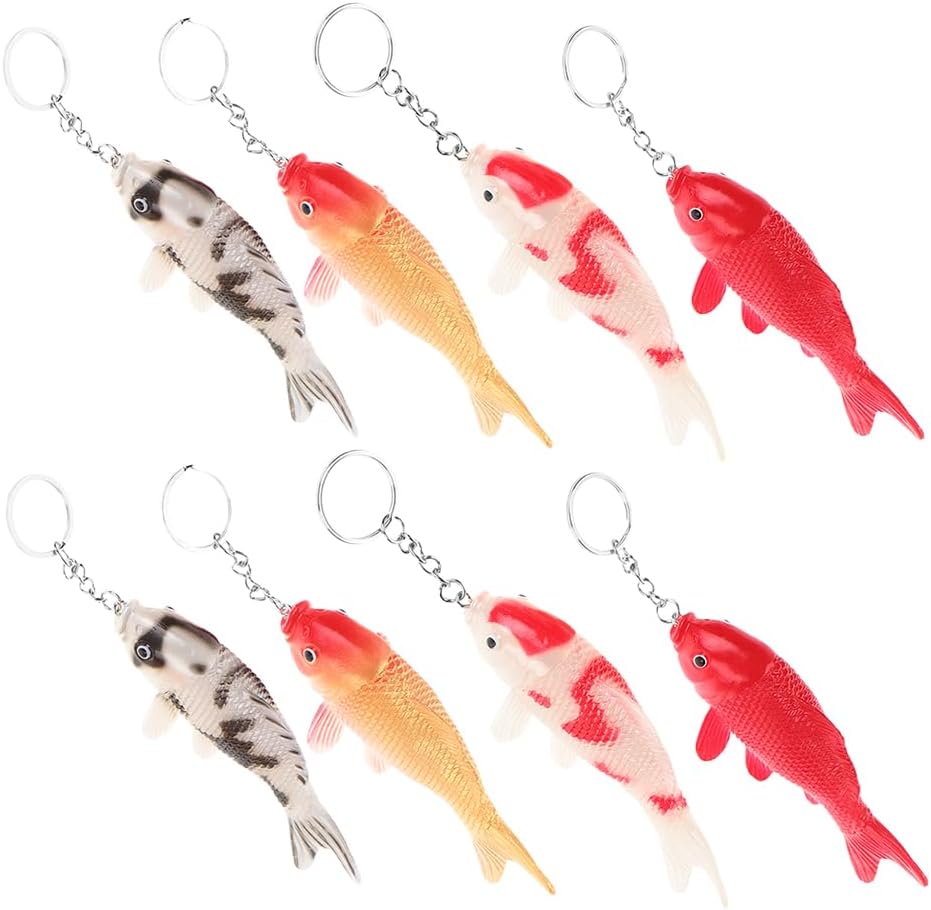 8pcs Summer Party Fish Keychain Cute Goldfish Keyring for Kids and Bags