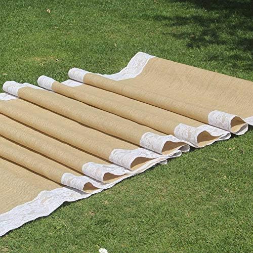 AAYU Premium Burlap Wedding Aisle Runner 48x50ft White Ivory