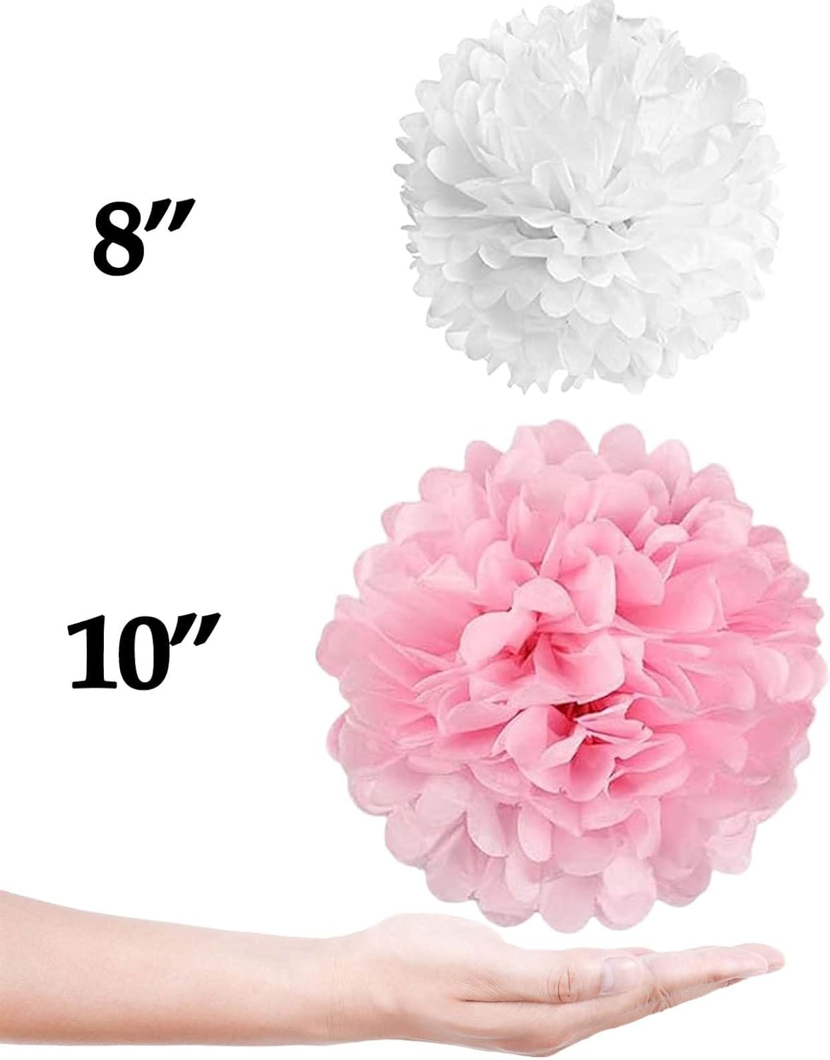 Pink White Tissue Paper Pom Poms Flower Set 27PCS
