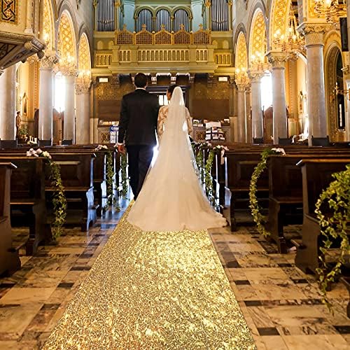 Irenare Gold Glitter Aisle Runner Wedding Carpet 2x15ft