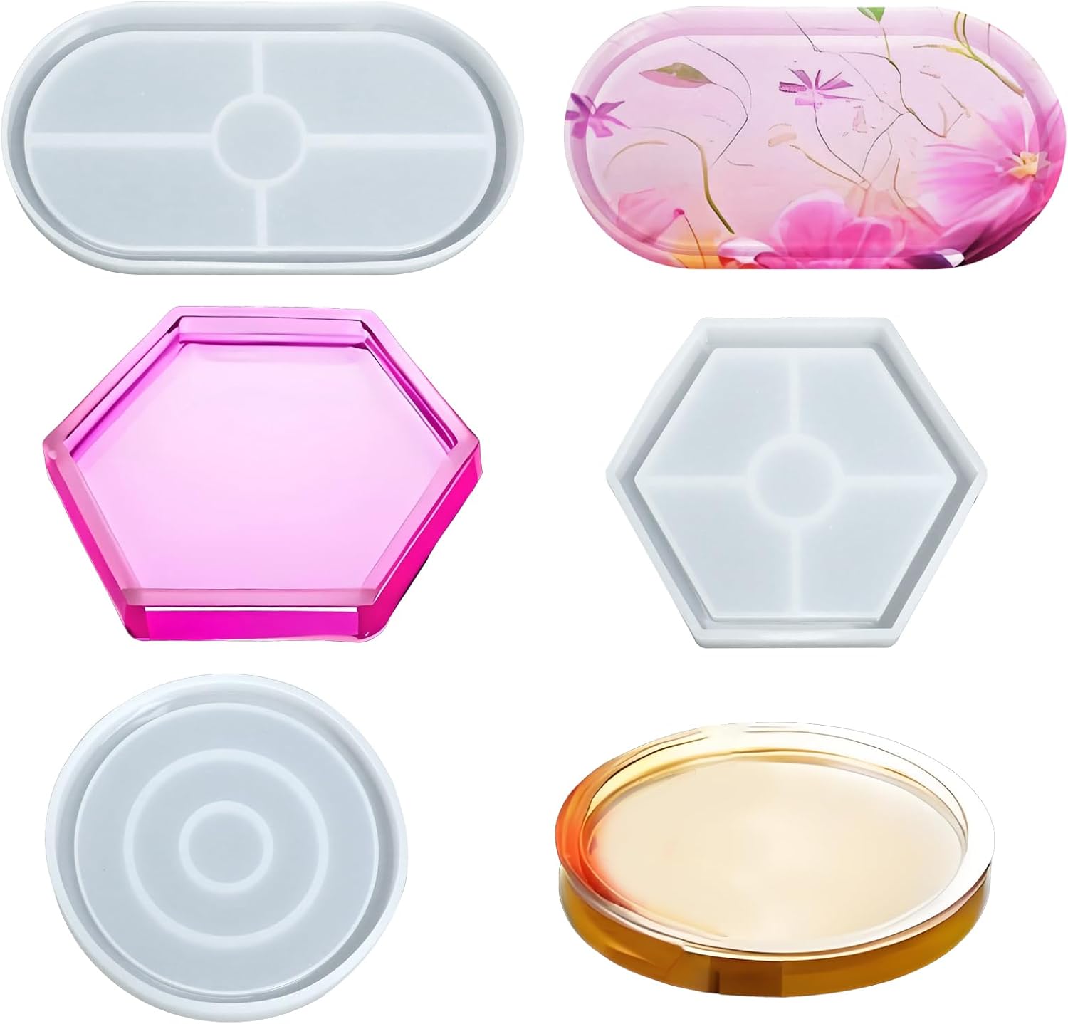 Gabrella 3 Pcs Silicone Resin Mold Set for DIY Coasters and Trays