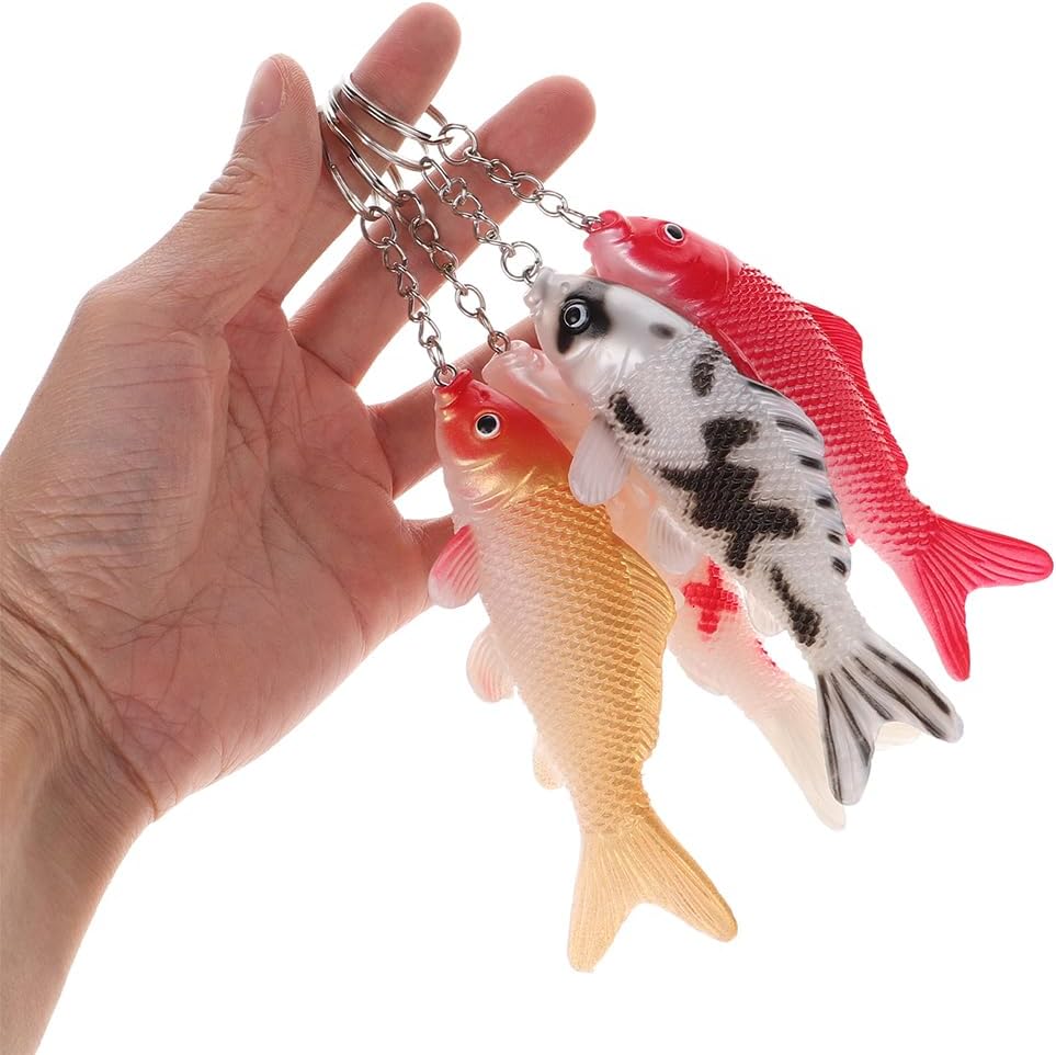 8pcs Summer Party Fish Keychain Cute Goldfish Keyring for Kids and Bags