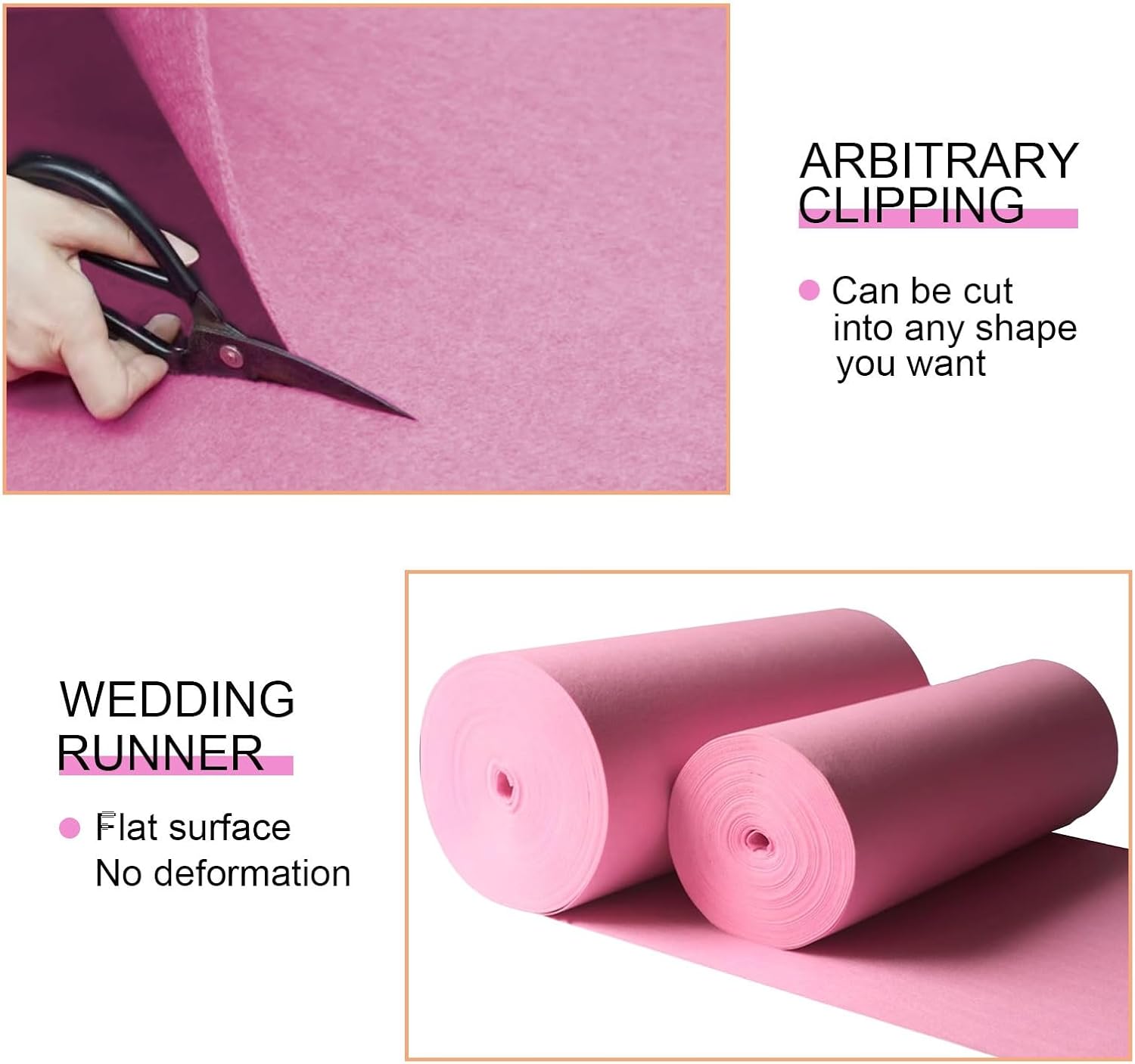 Pink Wedding Aisle Runner Rug 10m 20m Carpet for Events