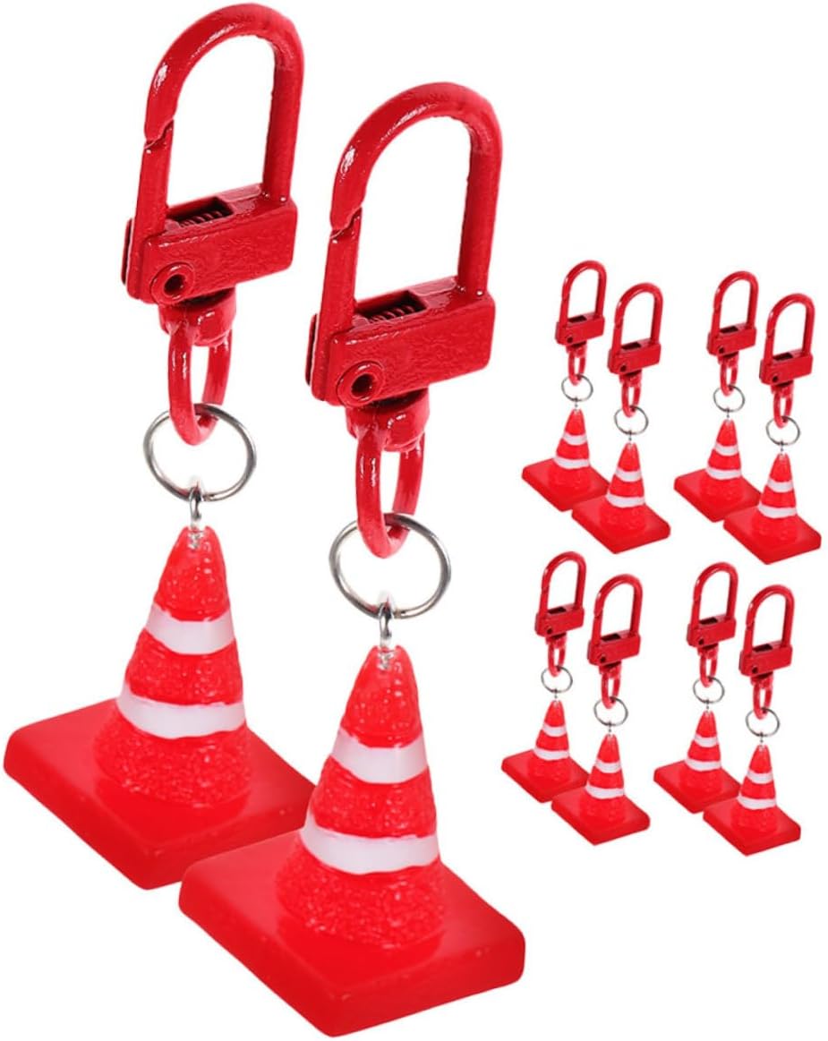 30pcs Resin Traffic Cone Keychain Charms for Bags and Accessories