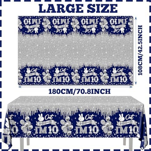 10th Birthday Decorations for Boys 3pcs Blue Silver Tablecloths