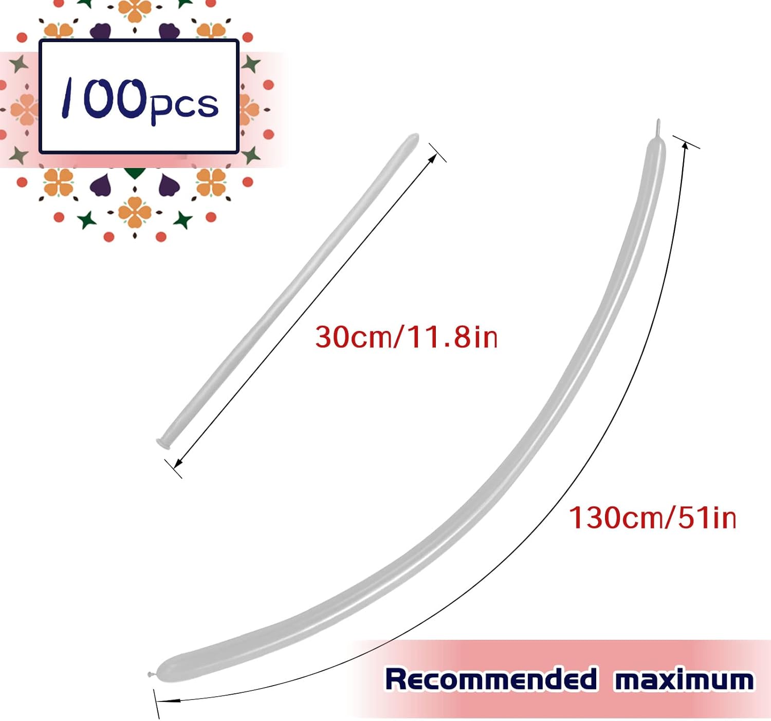 Silver Long Balloons 100pcs for Twisting Animals