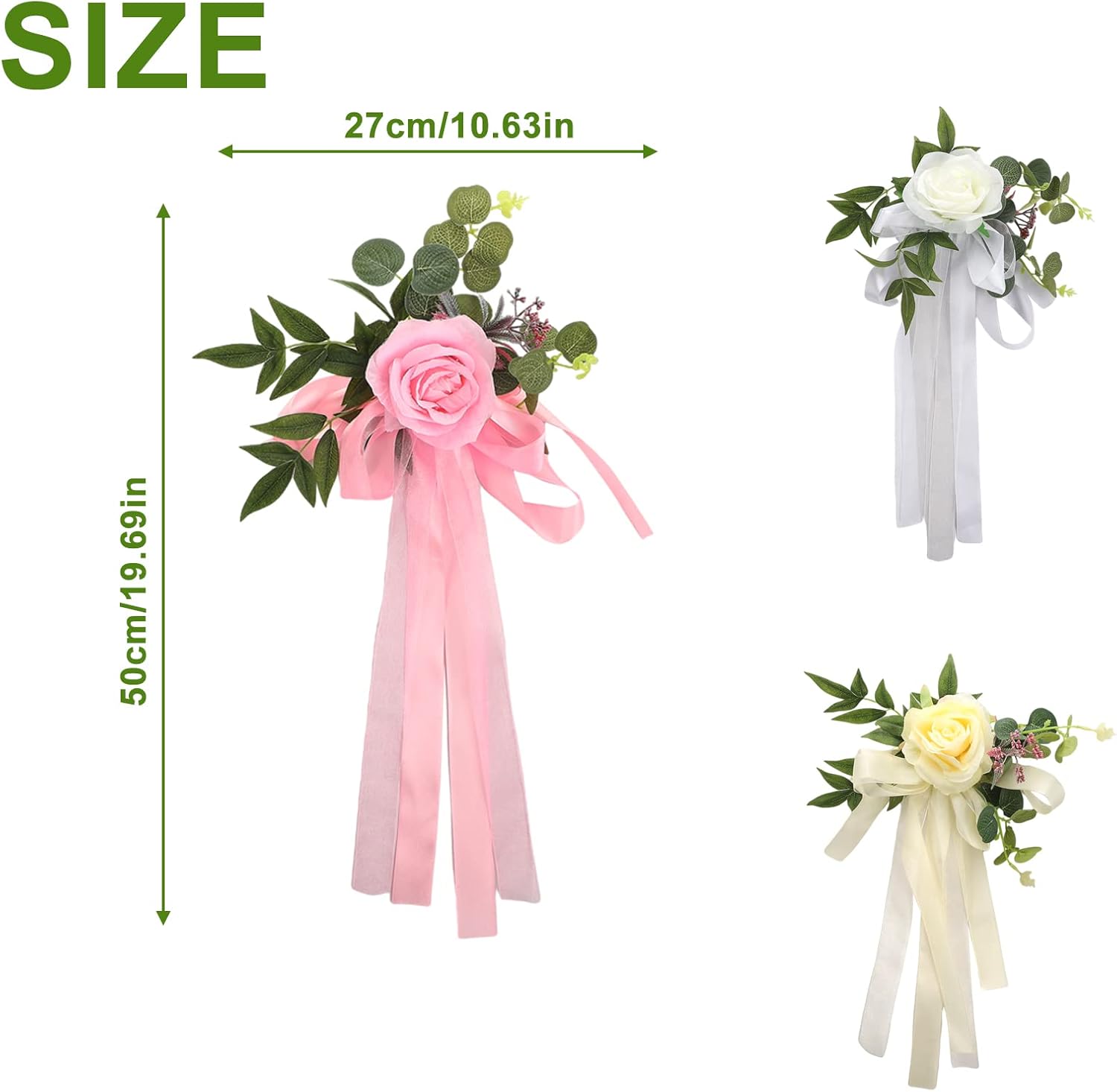 8pcs Wedding Aisle Decorations with Chiffon Ribbons