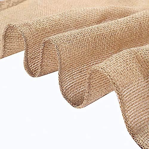 BalsaCircle 30 Feet Natural Brown Burlap Aisle Runner with White Lace