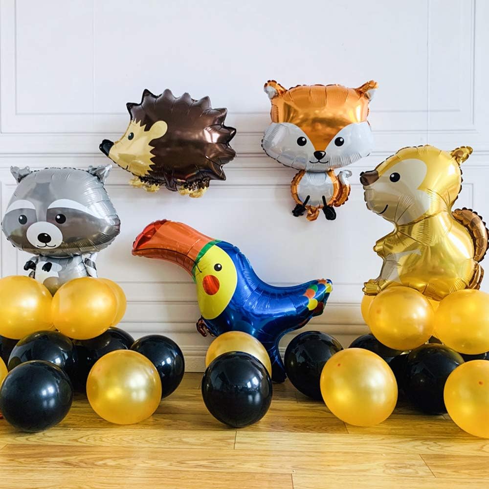 Woodland Animal Balloons 4PCS Fox Hedgehog Squirrel Raccoon