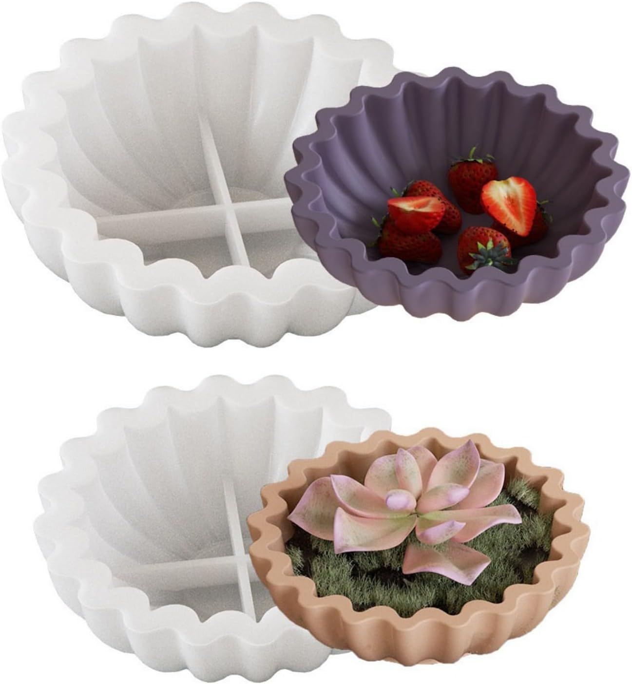 2PCS Flower Tray Resin Mold for Epoxy Casting and Craft Projects