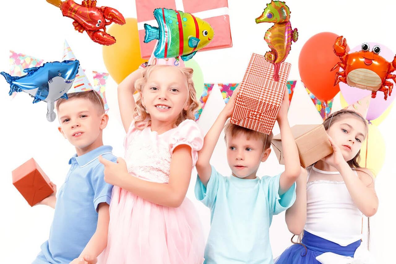 Ocean Animal Foil Balloons Set for 3rd Birthday Party