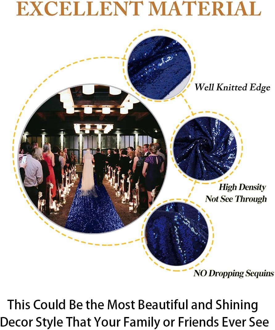 ShiDianYi Sequin Aisle Runner Wedding 2FTx15FT Navy Blue