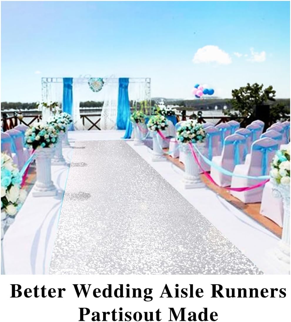 Glitter Aisle Runner for Weddings 2ft x 15ft Sequin Carpet