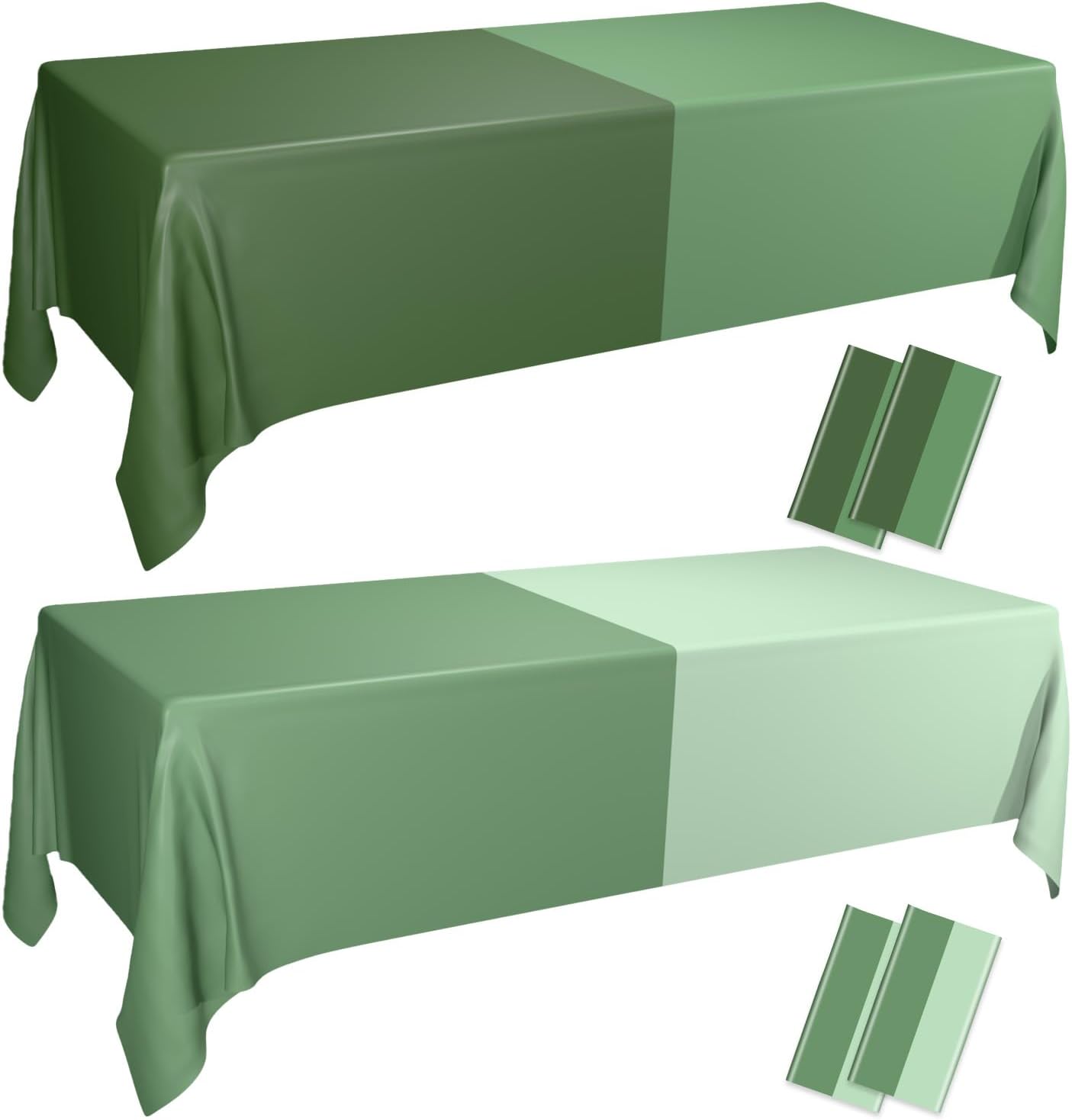4Pcs Sage Green Tablecloths Rectangle Set for Parties