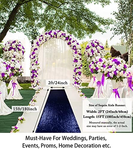 ShiDianYi Sequin Aisle Runner Wedding 2FTx15FT Navy Blue