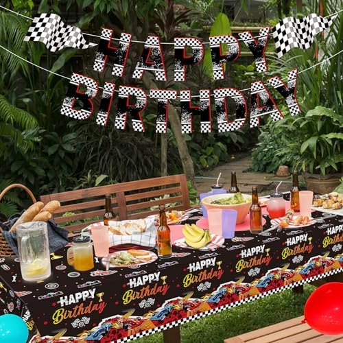 3Pcs Race Car Birthday Party Tablecloths Decorations