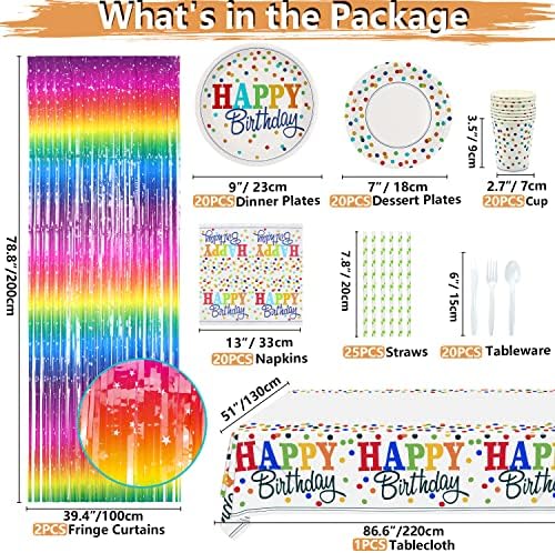 212 PCS Rainbow Party Decor Kit for 20 Guests