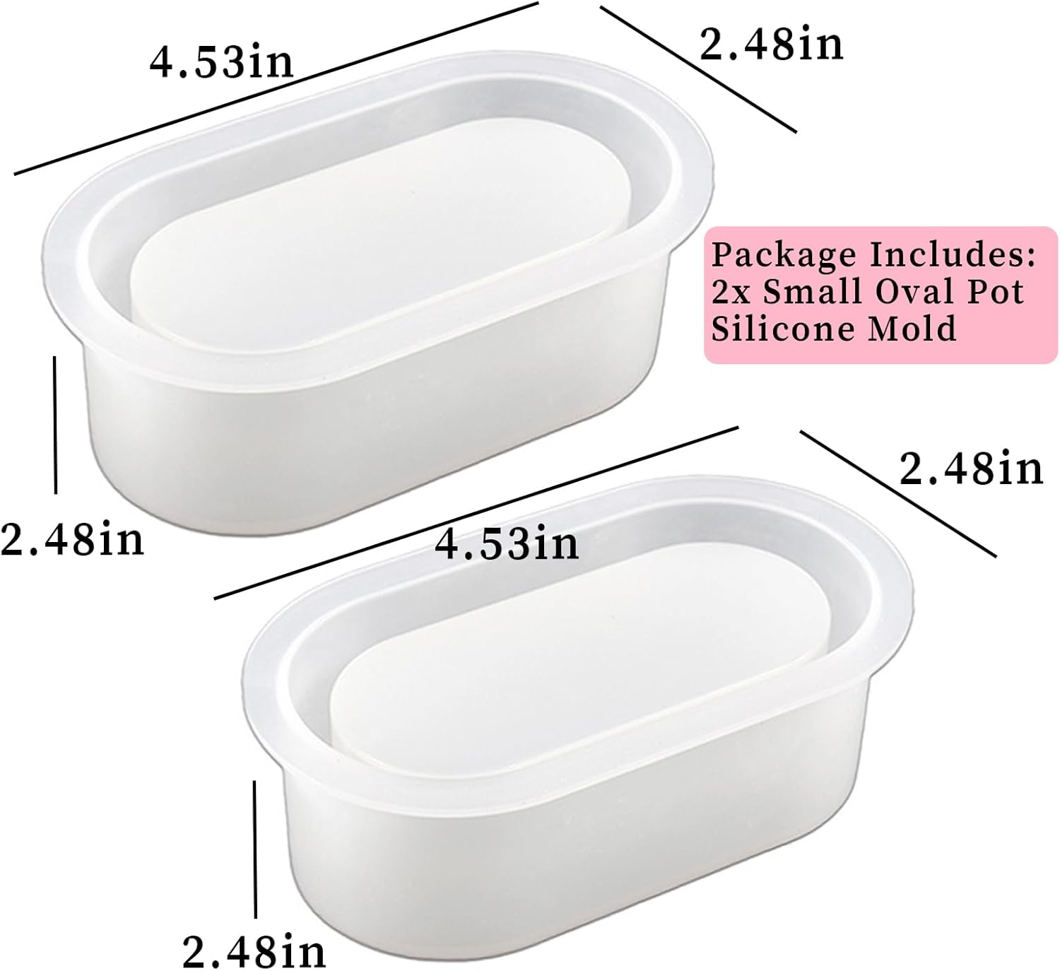 Wehous 2PCS Oval Silicone Candle Holder Mold
