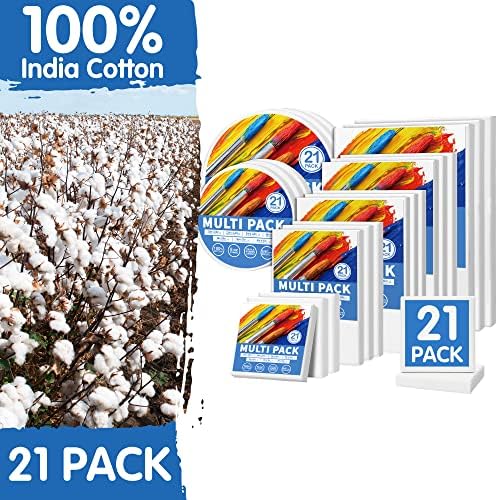 FIXSMITH 21 Pack Stretched Canvases for Painting