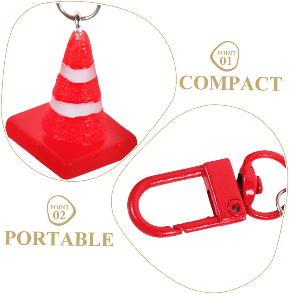 30pcs Resin Traffic Cone Keychain Charms for Bags and Accessories