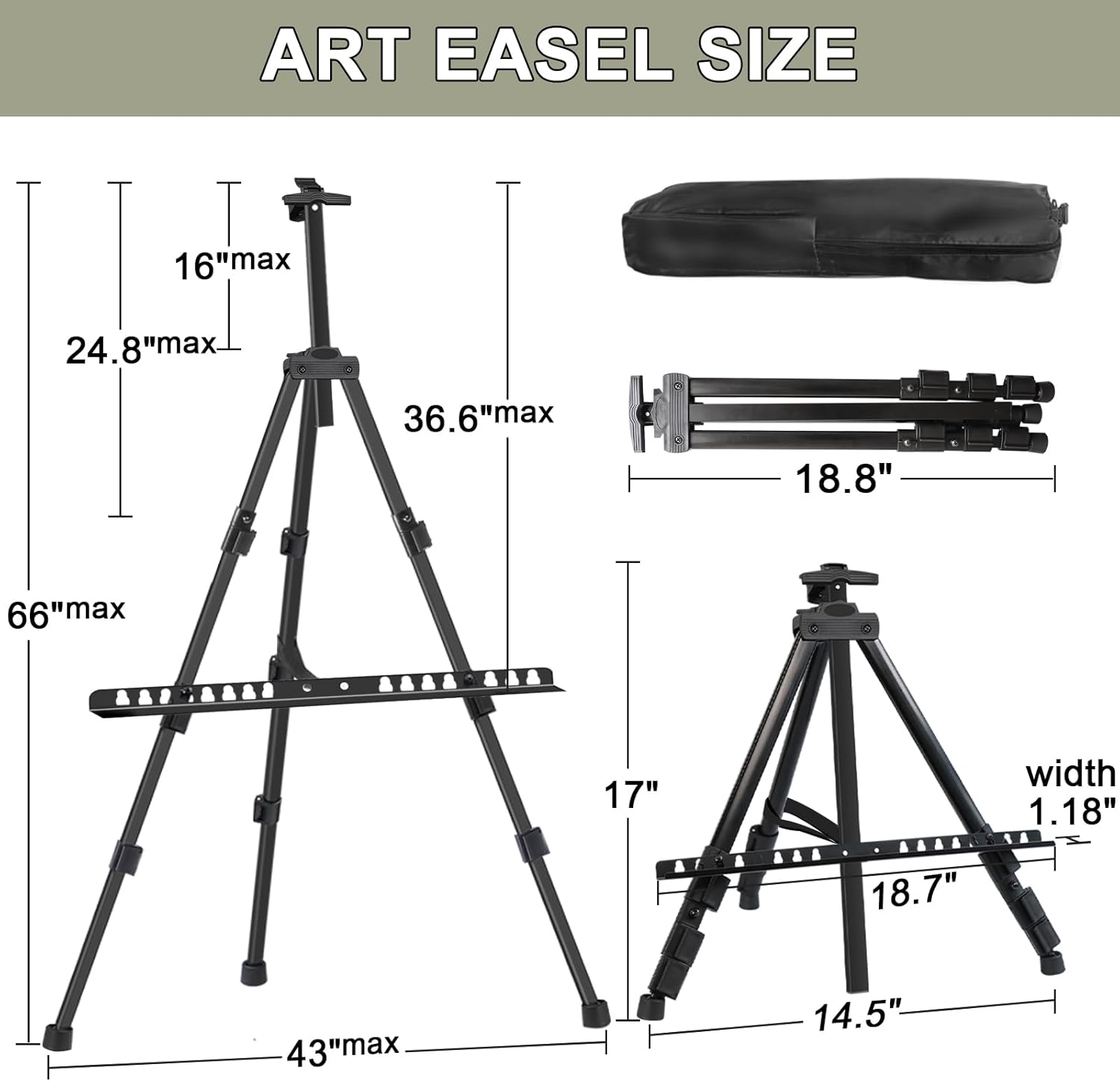 Adjustable Aluminum Art Easel Stand for Painting and Display