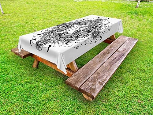 Ambesonne Bohemian Tablecloth 58x84 Charcoal Grey and White
