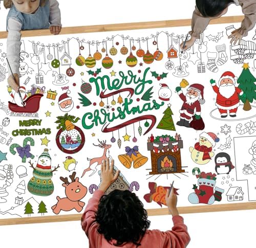 Dozobeede Christmas Coloring Poster 35x72 Inch Tablecloth