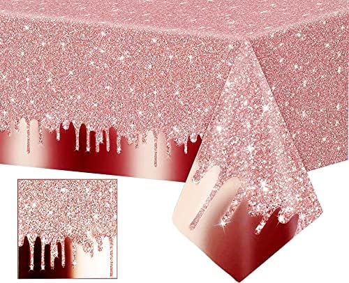 Pink Rose Gold Tablecloths 2Pcs for Birthday Party Decor