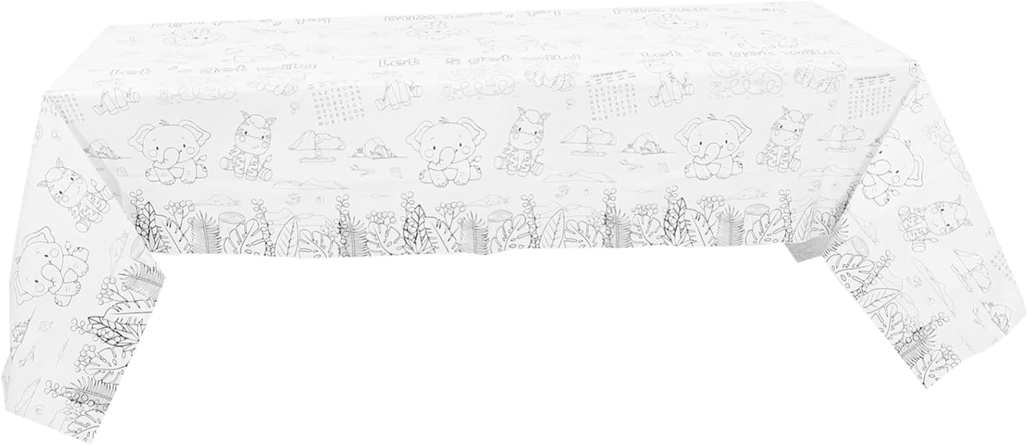 HOMSFOU Birthday Zoo Theme Paper Tablecloth for Parties