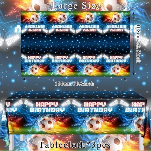 3Pcs Soccer Table Cloth Soccer Birthday Decorations