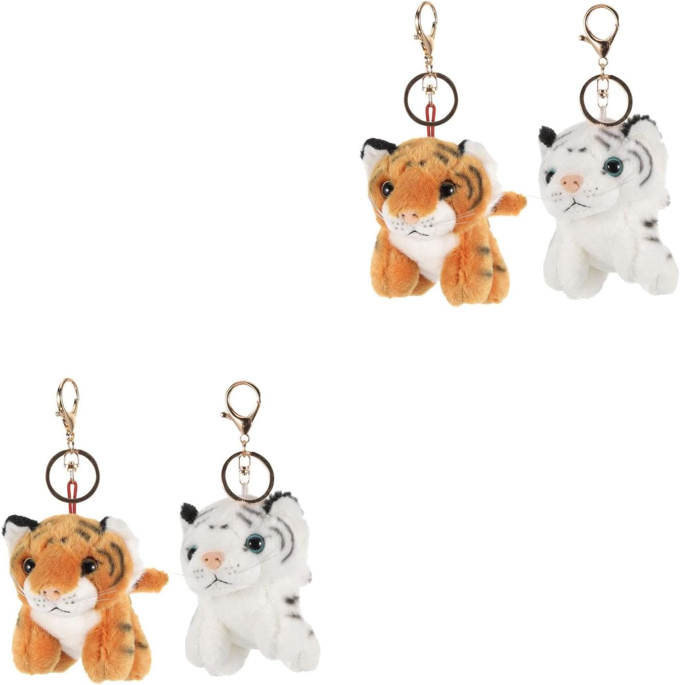 LUOZZY 4 Pcs Plush Tiger Keychains for Backpacks Handbags